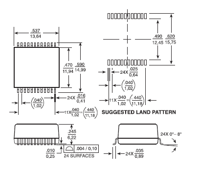 PoE Power Surface Mount Transformer H2006ANL 24 Pins Cu - Ni - Sn Core