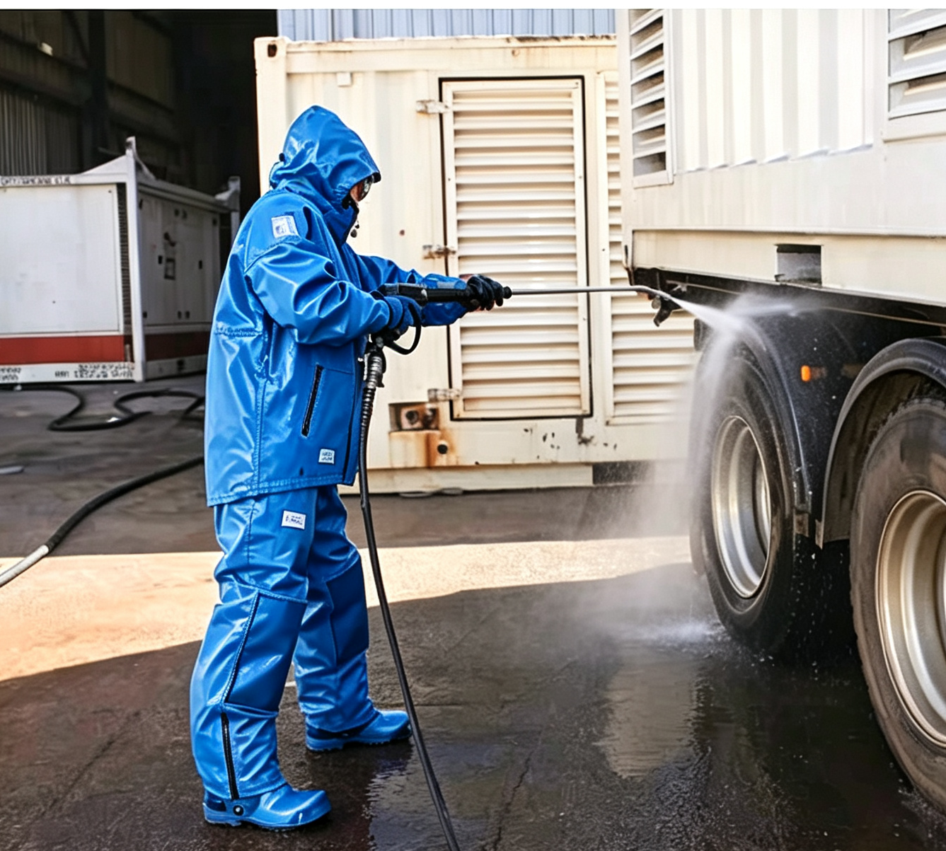 Anti Corrosion Water Blasting Safety Suits Breathable Full Body Coverall Suit Tear Resistant
