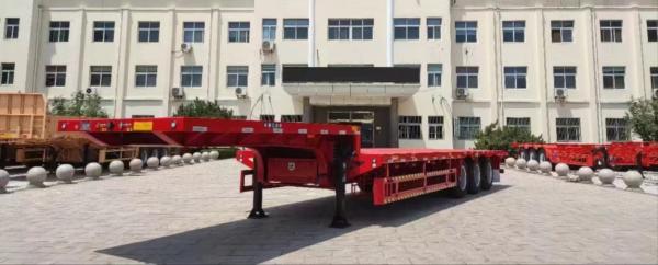 Steel Or Aluminum Tri-axle 40/45/50/60 Tons Heavy-duty Transport Vehicle Low Flatbed Semi Trailer