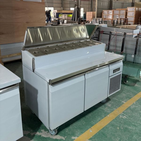 Stainless Steel Kitchen Two Doors Pizza Prep Station Commercial Single Temperature