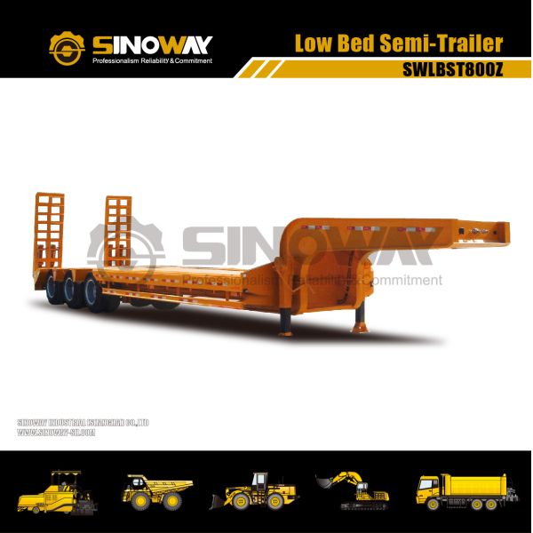 80 Ton Low Bed Semi Trailer / 3 FUWA Axle Flat Bed Semi Trailer SWLBST800Z