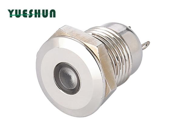 Nickel Palted Brass LED Indicator Light Smooth Surface For 12mm Mounting Hole