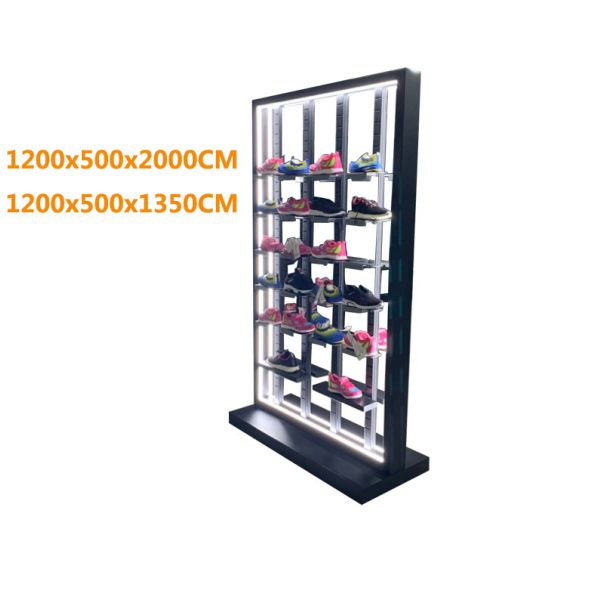 LED Shoe Rack for Stainless Steel Shoe Store Display Fixture in Home Furniture Style