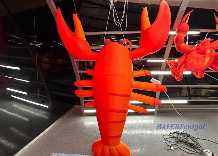 Giant Hanging Inflatable Lobster and Crab Props with 6 Meters Sphere Diameter, PVC or Nylon Material, and 110V / 220V Power Supply