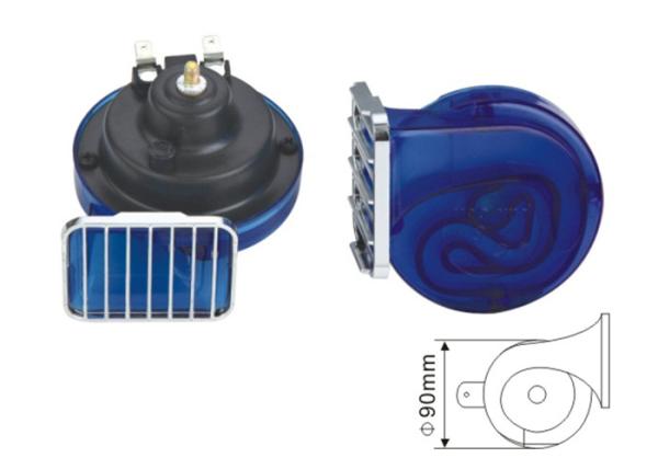 EST1010B Chrome Blue Universal Car Horn Replacement Truck Snail Horn 510Hz 110DB Dia 90mm 3.7A