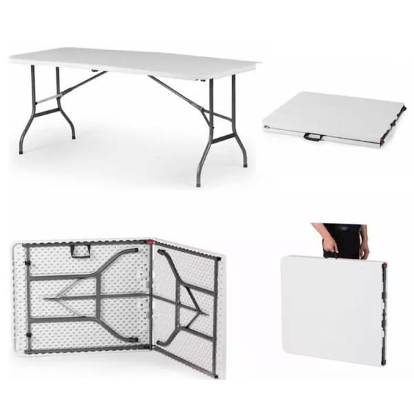 Convenient and Versatile Plastic Metal Folding Picnic Dining Table for Event Banquet