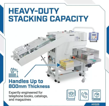 HX225 Perfect Bindery Book Stacker for handling of thick bound telephone directories catalogues and magazines