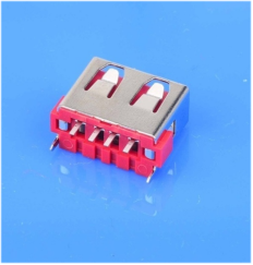 Straight DIP Short Type Usb 2.0 Female Connector L10mm Red Housing