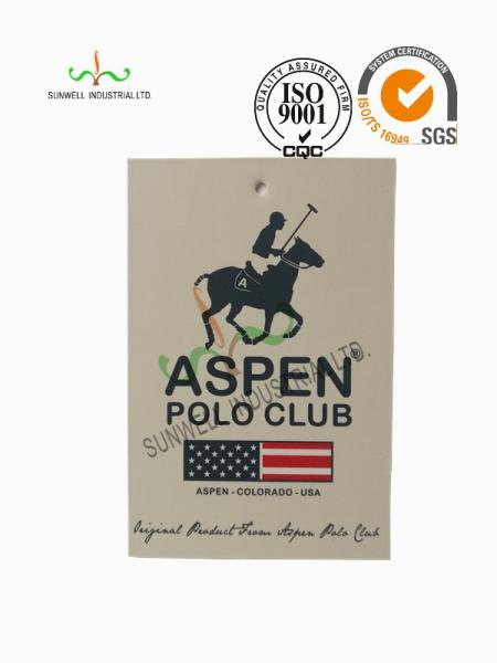 White Boards POLO Tee Garment Swing  Hang Tags Matt Lamination Finishing