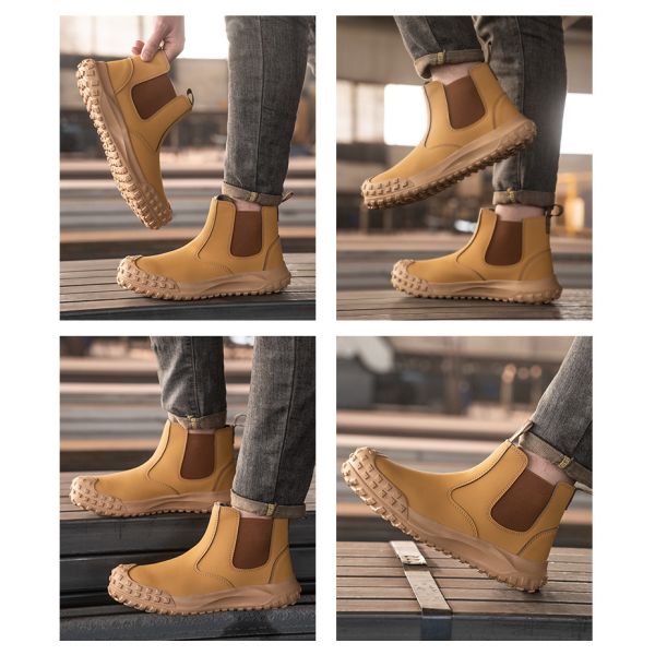 Suede Leather Chelsea Safety Shoes Steel Toe Safety Boots Kevlar Work Shoes Slip-Resistant Rubber Work Boots For Industrial Work