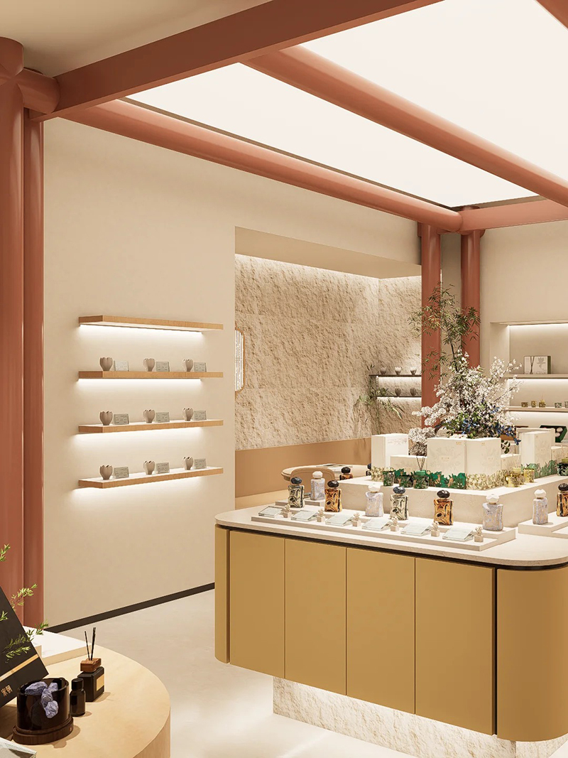 Full Set Perfume Display Cabinet Custom Oriental Fragrance Shop Fixtures