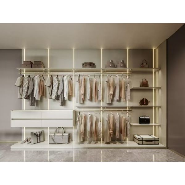 Fadior Armoire à l'intérieur Armoire ouverte Aménagement sans couture Stockage en acier inoxydable Elegance acier inoxydable