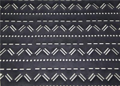Perforated Black Leather Fabric Mustache Design , Punched Synthetic Leather Fabric