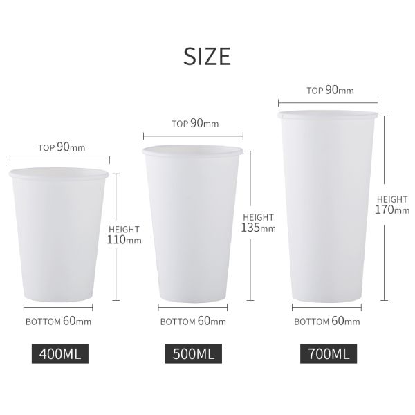 цвета кофейных чашек 8оз 12оз 16оз 24оз бумага устранимого белого одностеночная