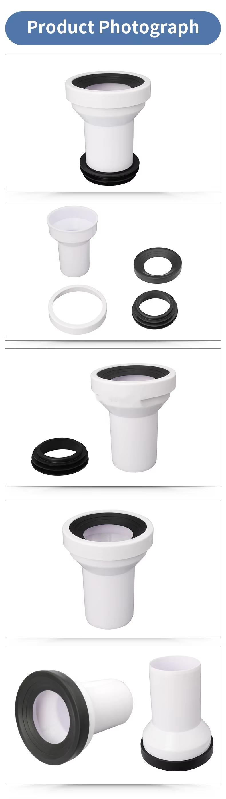 Modern WC Disc Connector For Vertical Bathroom Waste Pipe Fittings, Suitable For Bathroom PP, With Rubber Gasket, Suitable For 4-Inch Outlet