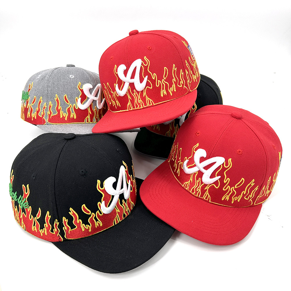 Flat Brim 3D Embroidery Snapback Hats Custom Logo Sports Men Women Adjustable