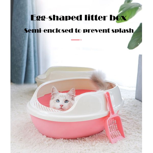 Cat Litter Box Anti-Splash Pet Dog Toilet Large Space Cat Plastic Cat Tray for Indoor