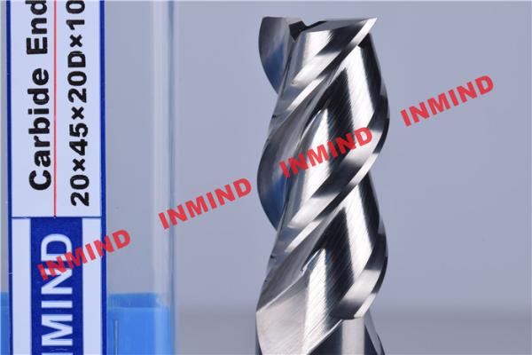 HRC50 End Mill Bits For Aluminum 3 Flute No Coating Grain Size 0.8 um Bright Surface
