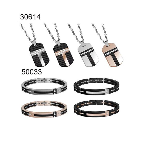 IP Oro y IP Azul y Rosado Oro de acero inoxidable Brazalete de hombre Brazaletes de joyería de moda