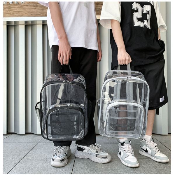 Multi-Pocket Transparent School Backpack Bag with Custom Logo and Waterproof Function