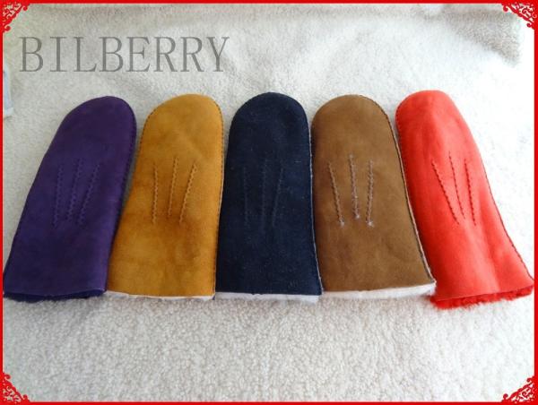 Lady Sheepskin Shearling Leather Mitten Gloves For Winter Fashion Designs