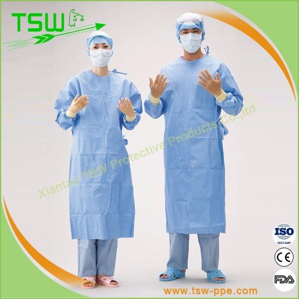 Knitted Cuff Spunbound Nonwoven Sterile Surgical Gown
