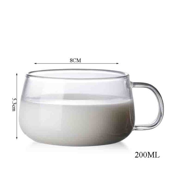 High Borosilicate Single Wall Glass Mug With Handle For Drinking Water Milk Tea Coffee