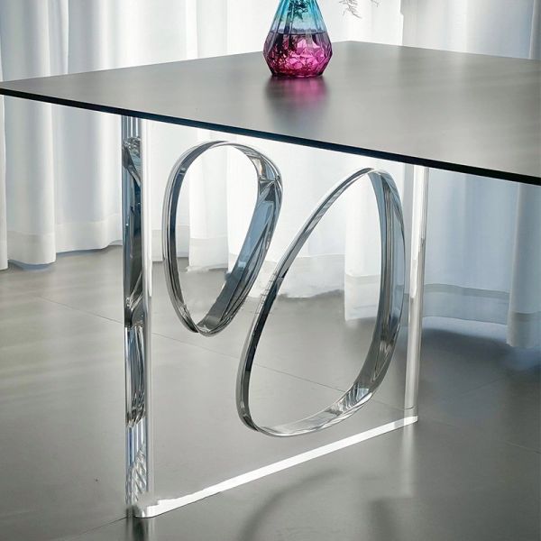 Custom T Shape Clear Acrylic Furniture Legs Plexiglass Acrylic Dinning Table Leg