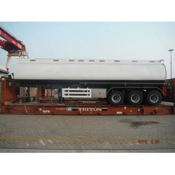 Tri Axle Stainless Steel Tank Semi Trailer For Palm Oil / Crude Fuel / Petrol Oil Delivery