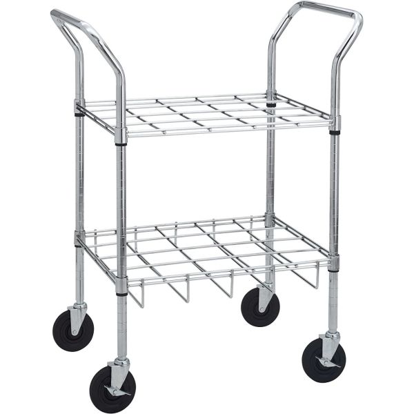Dual D / E Oxygen Cylinder Cart W / Adjustable Handle & Durable Powder - Coated Finish