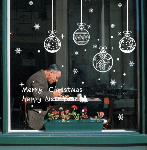 Shop Window Door Christmas Wall Stickers Kids Living Room Bedroom Decoration