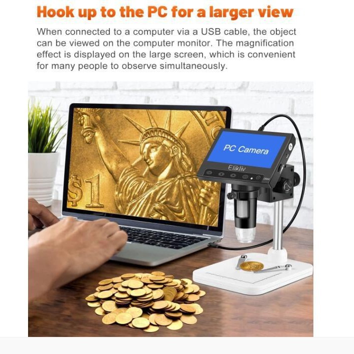 Hot Sale 4.3 Inch LCD Digital USB Coin Microscope with Light 1000x Stereo Microscope for Students