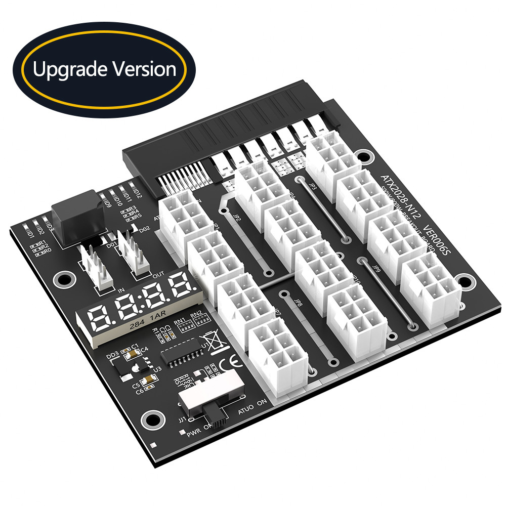 Адаптер питания HP с 12 12V ATX6PIN портами питания и 2 4PIN портами питания, интерфейс регулятора давления с светодиодным дисплеем напряжения и переключателем питания