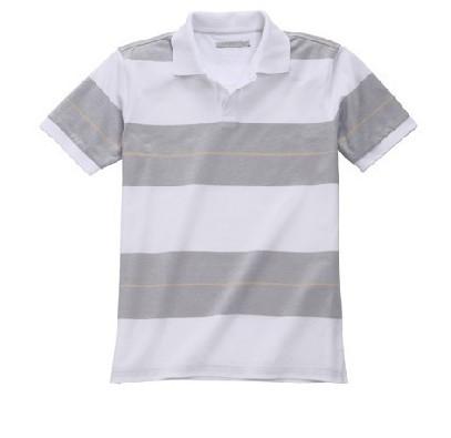 Bamboo Cotton Anti Pilling Mens Striped Polo Shirts Black White Strips Founded