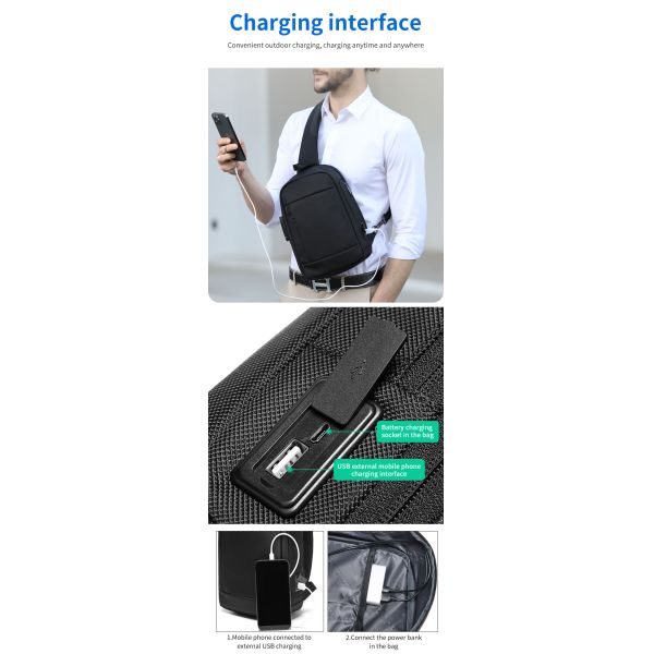 Nuevo logotipo personalizado Bolso de hombro multifuncional resistente al agua anti robo bolso de pecho hombre bolso de eslingas