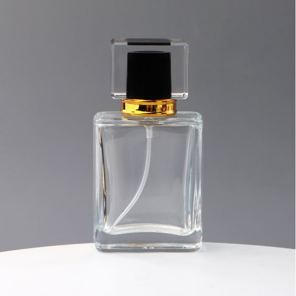 Spot Square Transparent Glass Perfume Bottle Acrylic Cover Spray Press Travel Separate Bottle Cosmetics Sample Bottle