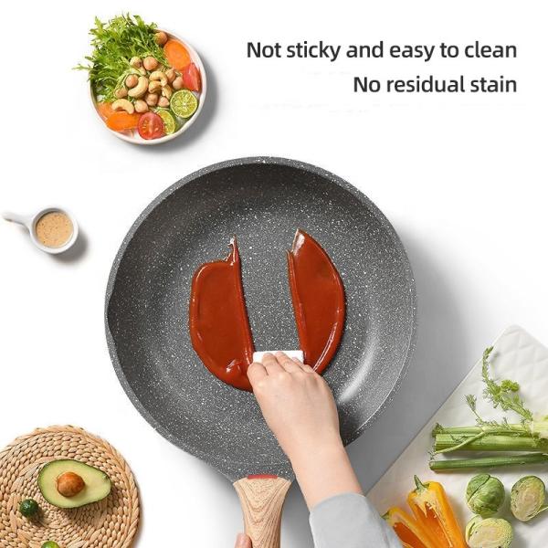 High Quality Cookware Cooking Pot Maifan Stone Flat Bottom Frypan Non Stick Induction Frying Pan