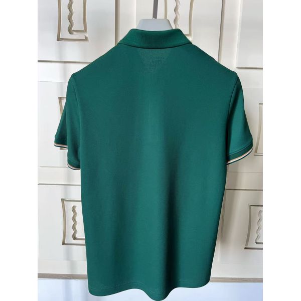 Best Selling Men's Summer Shirts 100% Cotton Breathable Short Sleeve Casual Neck for Polo with Solid Color 3D Knitted Pattern