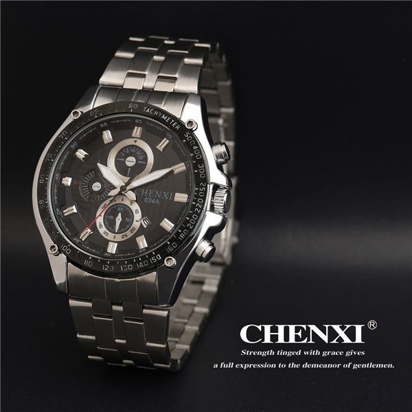 CHENXI Kinpac Watches Fashion Accessories Black White Stainless Steel Mens Quartz Watches