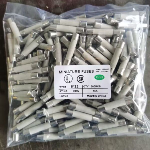 0.2A to 50A 250VAC 250VDC 300VAC 300VDC 500VAC 500VDC 600VAC 600VDC 750VAC 750VDC 1000VAC 1000VDC 10KA Fast Acting 6x32mm Ceramic Fuse