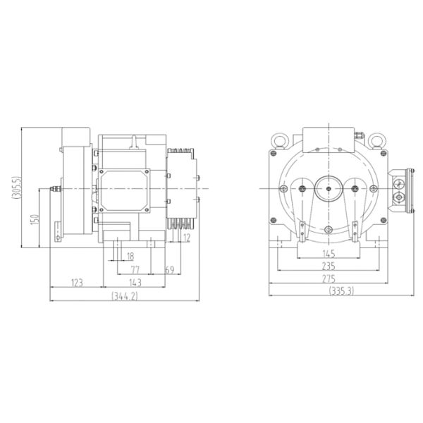 220 / 380V Passenger Gearless Lift Motor With 200mm Traction Wheel Dia