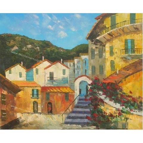Mediterranean Sea Garden Oil Painting on Canvas for Home Decor Europeanism Landscape Wall Art for Dining Room Decoration