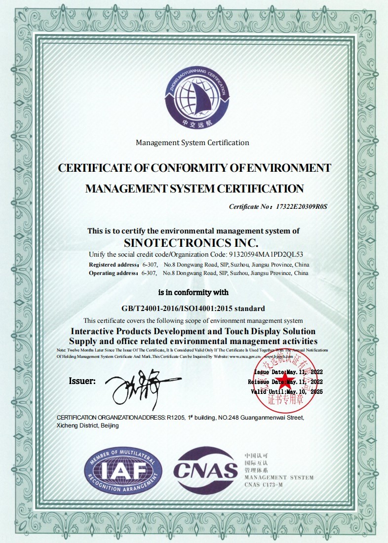 Sinotectronics Inc. Certifications