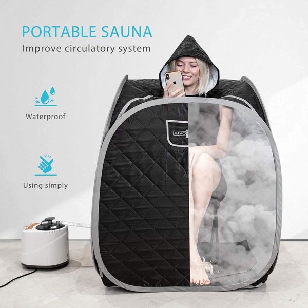 Modern Portable Remote Control Foldable Personal Spa Chair Foldable Sauna Steam Bag Sauna Spa Tent Therapeutic Home Therapeutic Black