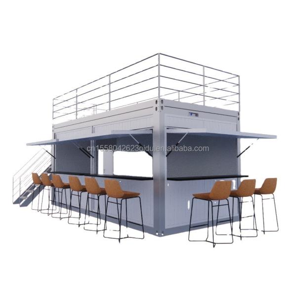 Maison de conteneurs préfabriqués à deux étages pour le centre commercial style Boba 50/75/100 mm Wave Sandwich Panel Mur et terrasse de design moderne
