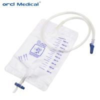 Saco de drenaje de orina de 2000 ml de uso médico quirúrgico desechable con válvula de empuje / tira