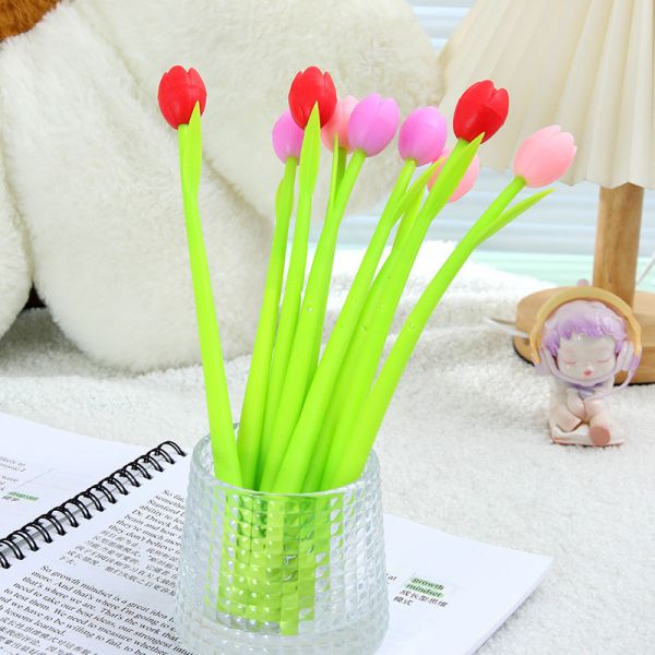 Color Changing Flower Pens - Pack Of 30 Ballpoint Pens Creative Gel Ink Rollerball Pen For School Home Office Stationery Store Kids Girls Gift, Black 0.38mm (Tulip)