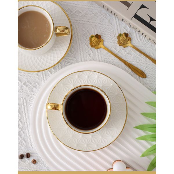 Modern White Ceramic Cups and Saucers Nordic Elegant Bone Cup Set for Water Mugs