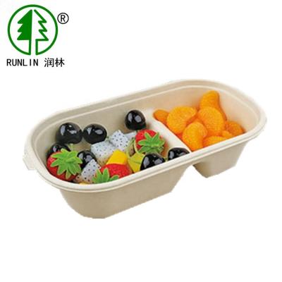 As bandejas biodegradáveis do alimento do bagaço Compostable 2 compartimentos frutificam bandeja da salada