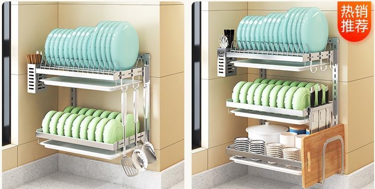 60KG Bearing 304SS Kitchen Dish Rack Wall Mounted